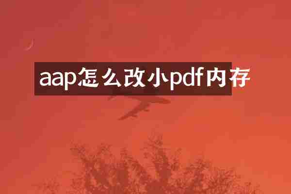 aap怎么改小pdf内存