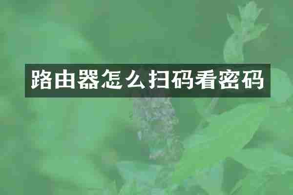 路由器怎么扫码看密码
