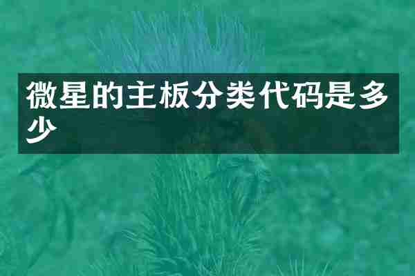 微星的主板分类代码是多少