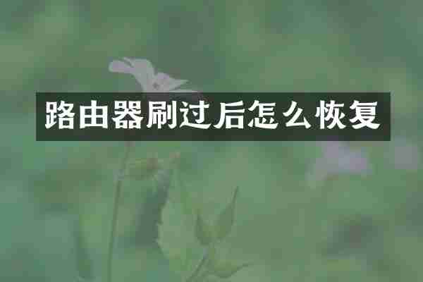 路由器刷过后怎么恢复