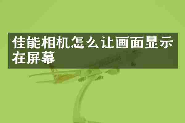 佳能相机怎么让画面显示在屏幕