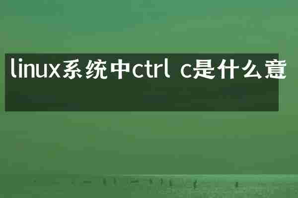 linux系统中ctrl c是什么意思