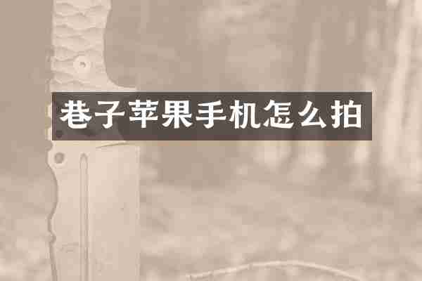巷子苹果手机怎么拍