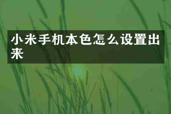 小米手机本色怎么设置出来