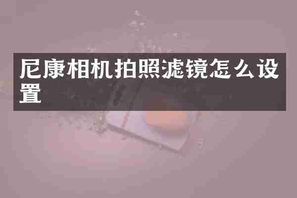 尼康相机拍照滤镜怎么设置