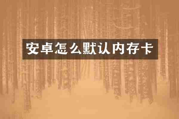 安卓怎么默认内存卡