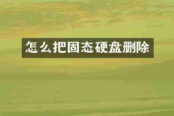 怎么把固态硬盘删除