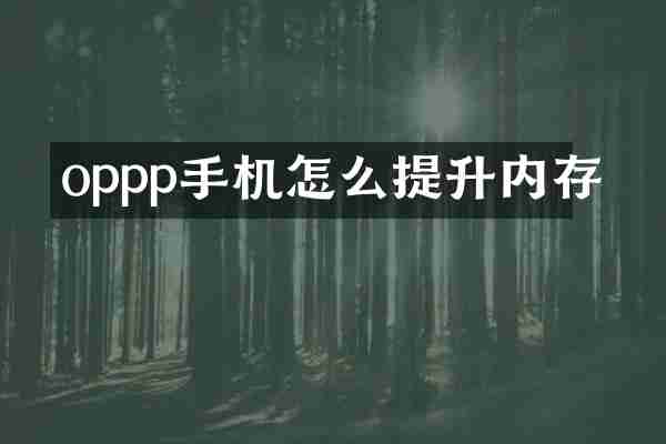 oppp手机怎么提升内存