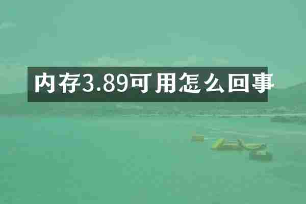 内存3.89可用怎么回事