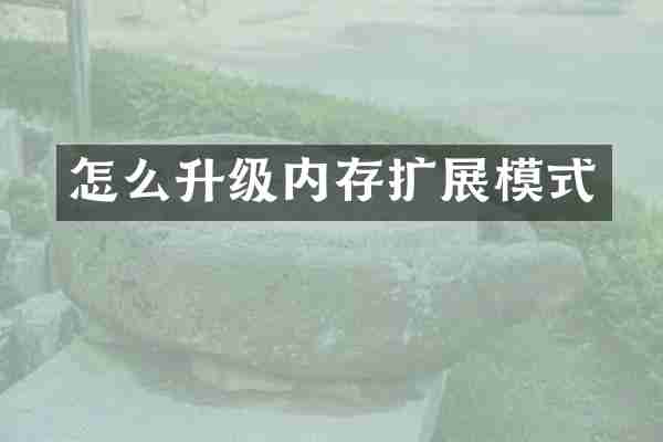 怎么升级内存扩展模式