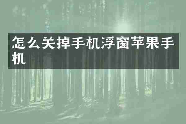 怎么关掉手机浮窗苹果手机