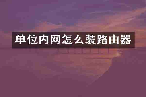 单位内网怎么装路由器