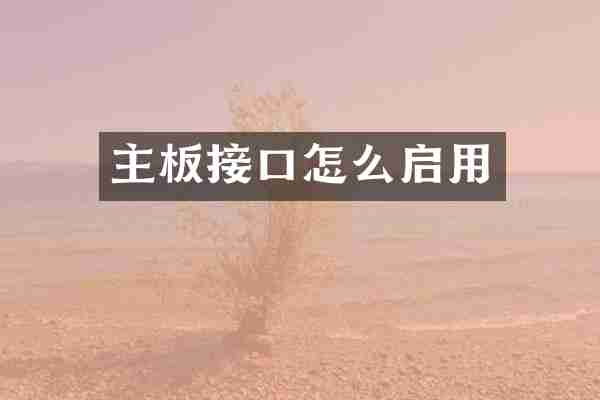 主板接口怎么启用
