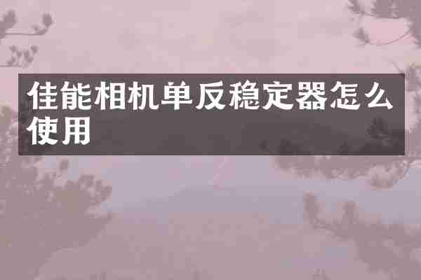 佳能相机单反稳定器怎么使用