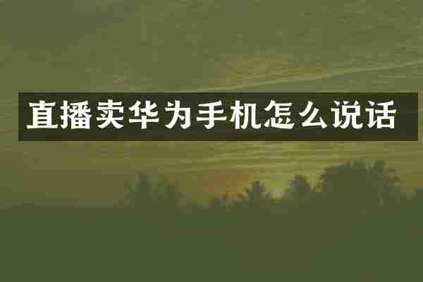 直播卖华为手机怎么说话