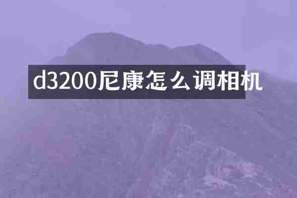 d3200尼康怎么调相机