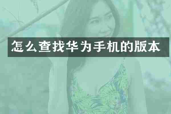 怎么查找华为手机的版本