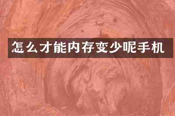 怎么才能内存变少呢手机