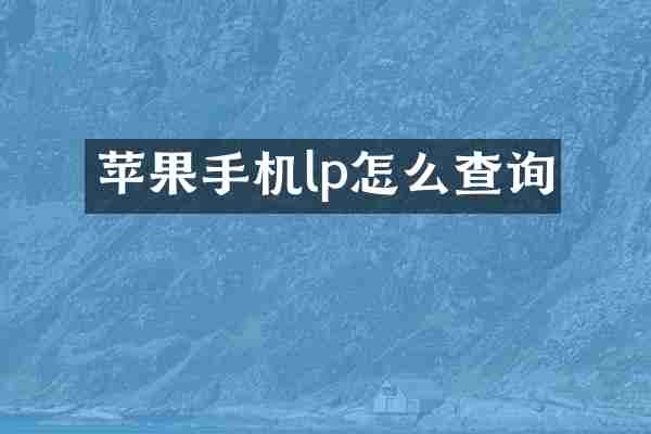 苹果手机lp怎么查询