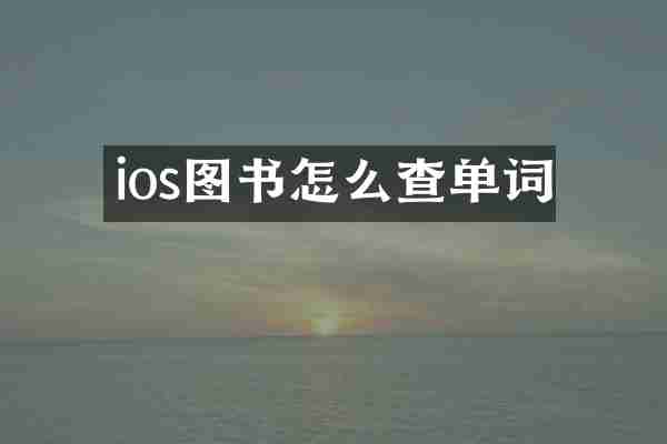 ios图书怎么查单词