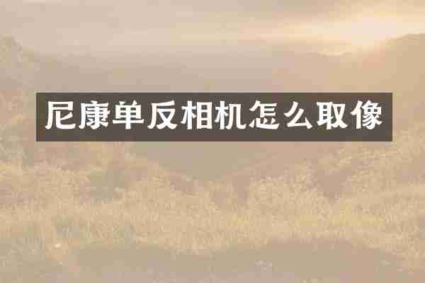 尼康单反相机怎么取像