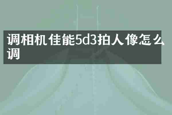 调相机佳能5d3拍人像怎么调