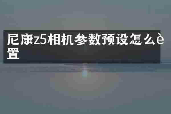 尼康z5相机参数预设怎么设置