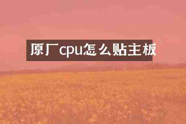 原厂cpu怎么贴主板