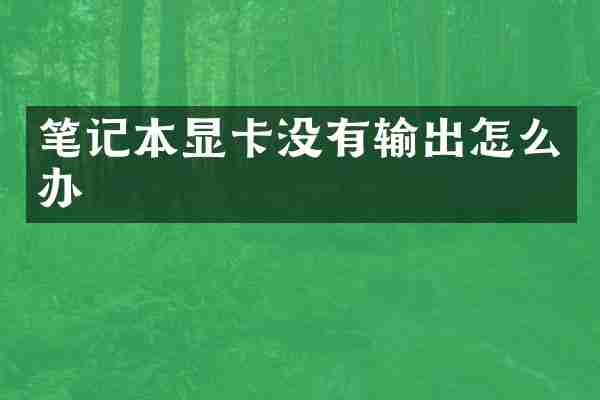 笔记本显卡没有输出怎么办