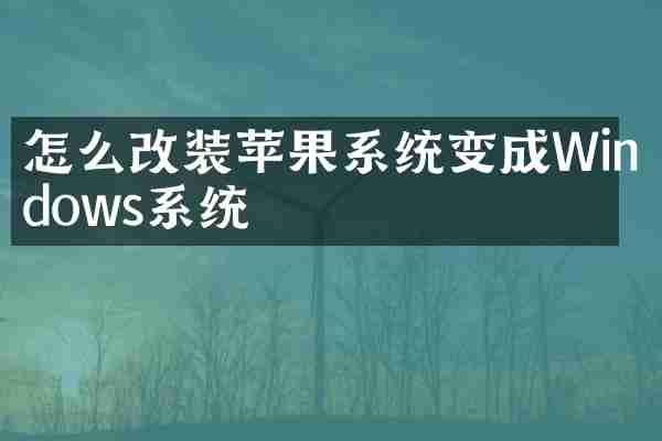 怎么改装苹果系统变成Windows系统