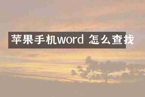 苹果手机word 怎么查找