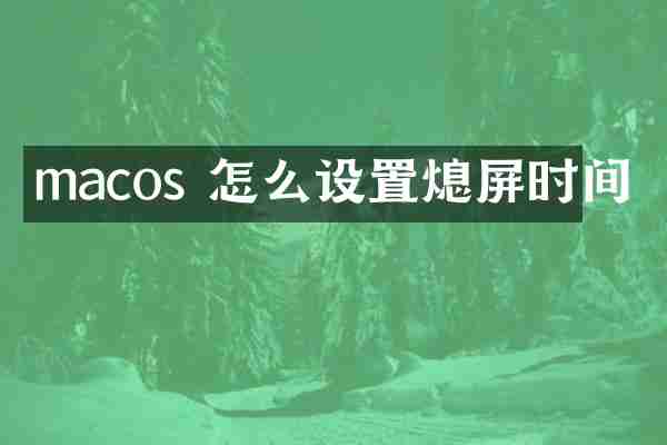 macos 怎么设置熄屏时间