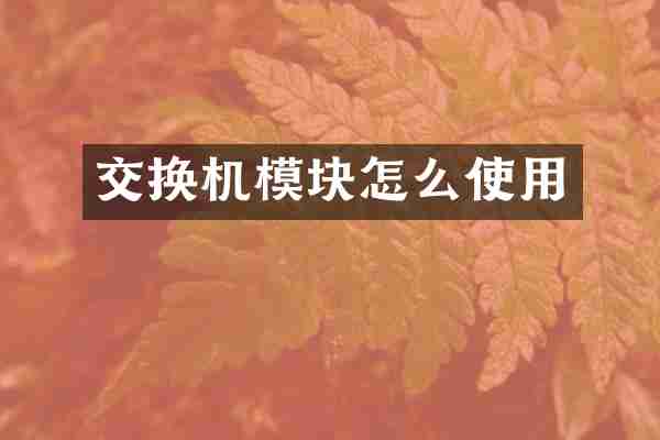 交换机模块怎么使用