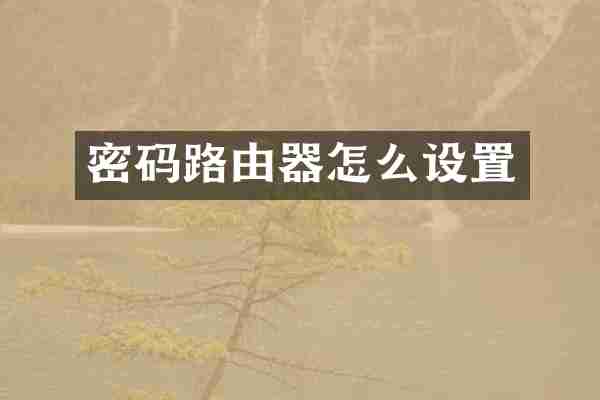 密码路由器怎么设置