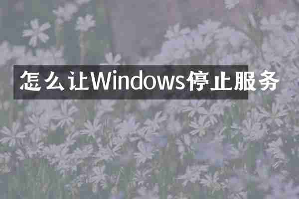 怎么让Windows停止服务