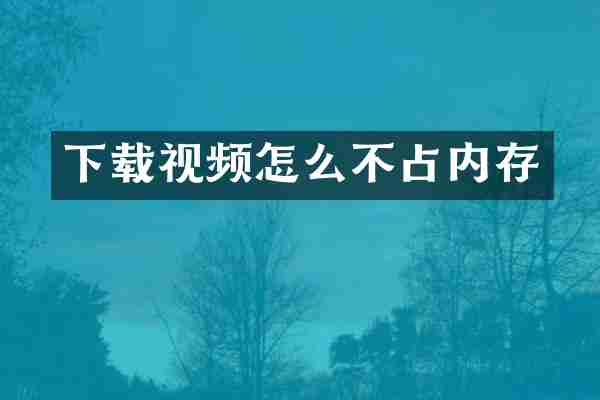 下载视频怎么不占内存