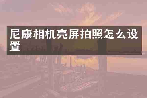 尼康相机亮屏拍照怎么设置
