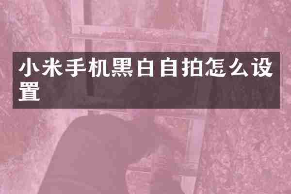 小米手机黑白自拍怎么设置
