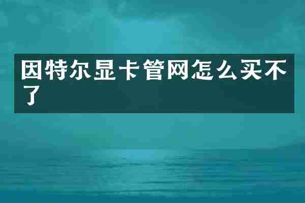 因特尔显卡管网怎么买不了