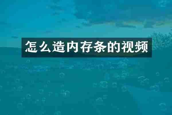 怎么造内存条的视频