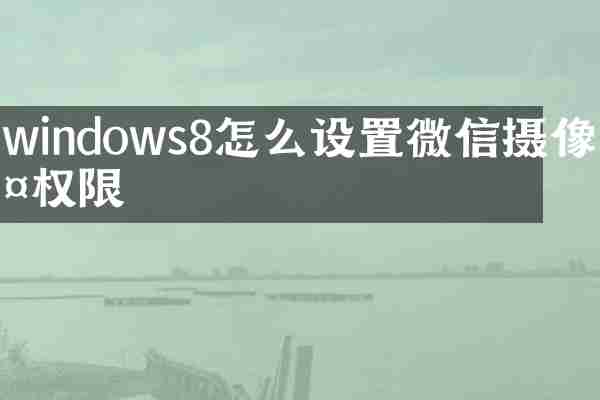 windows8怎么设置微信摄像头权限