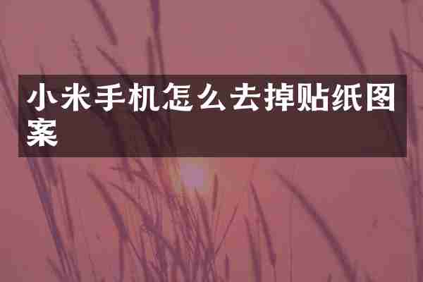 小米手机怎么去掉贴纸图案
