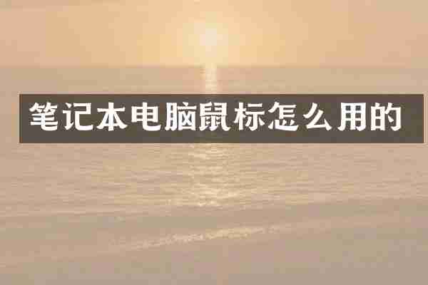 笔记本电脑鼠标怎么用的
