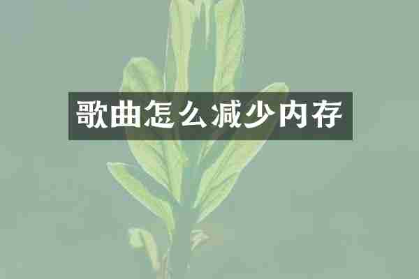 歌曲怎么减少内存