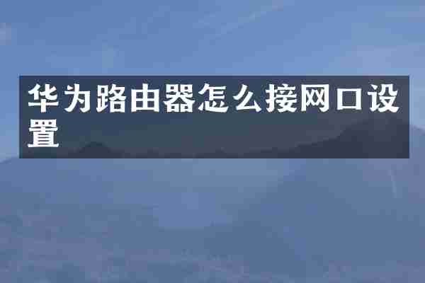 华为路由器怎么接网口设置