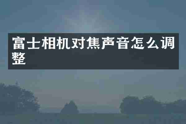 富士相机对焦声音怎么调整