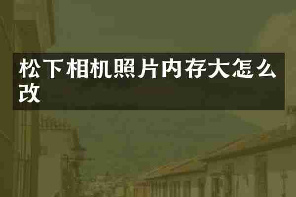 松下相机照片内存大怎么改