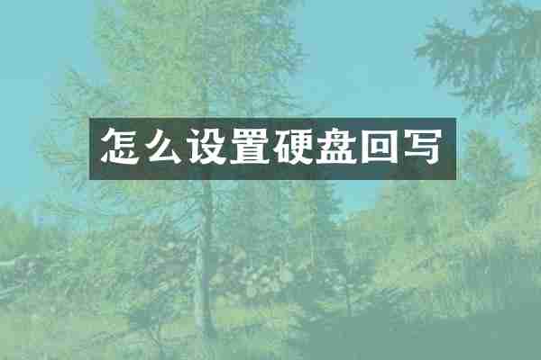 怎么设置硬盘回写