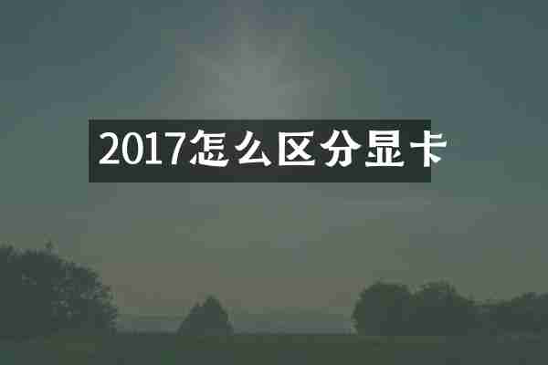 2017怎么区分显卡
