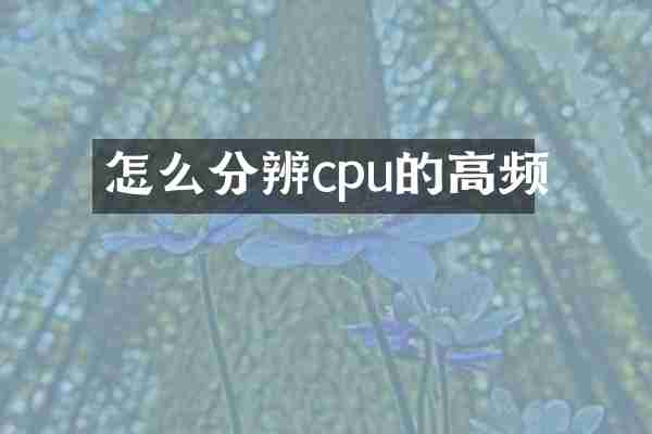 怎么分辨cpu的高频